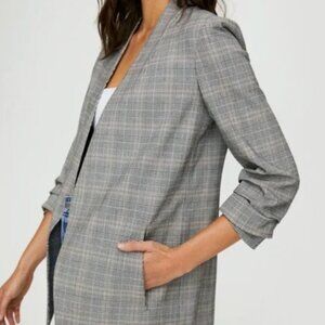 Babaton Gray Blazer with Notched Lapel and Relaxed Fit
